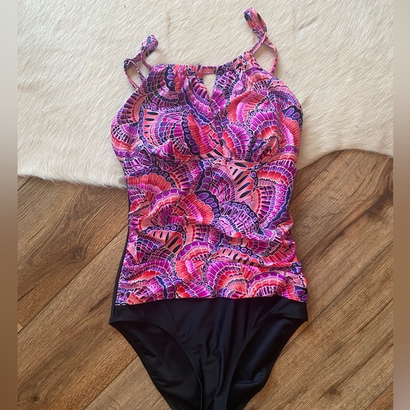krista Other - Krista brand one-piece swimsuit with a colorful, patterned top and black bottom